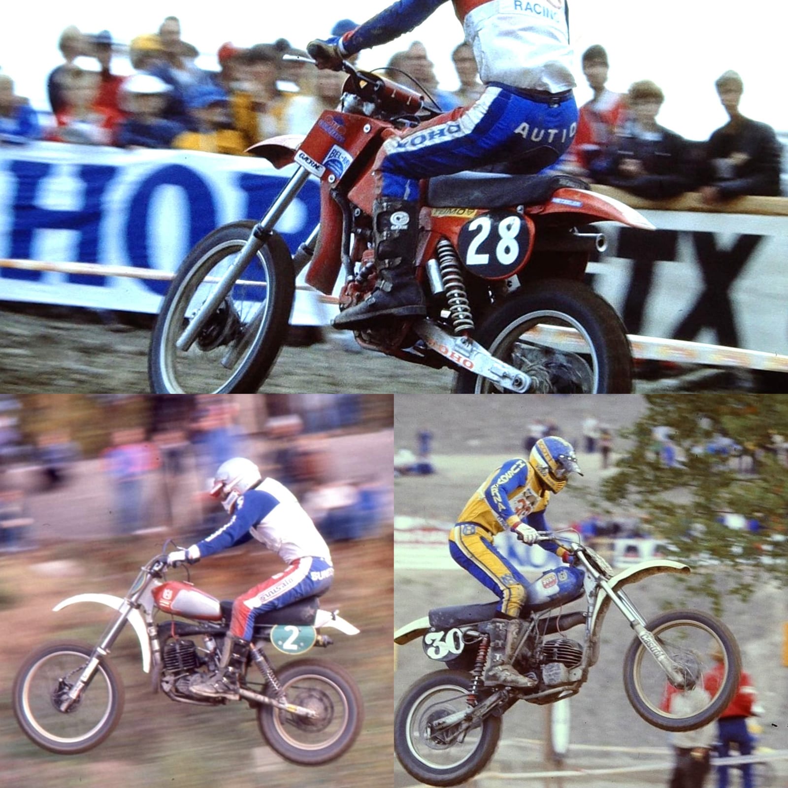 Matti Autio (Koho), Erkki Sundström (Sinisalo), and Pauli Piippola (Yoko) in their racing gear