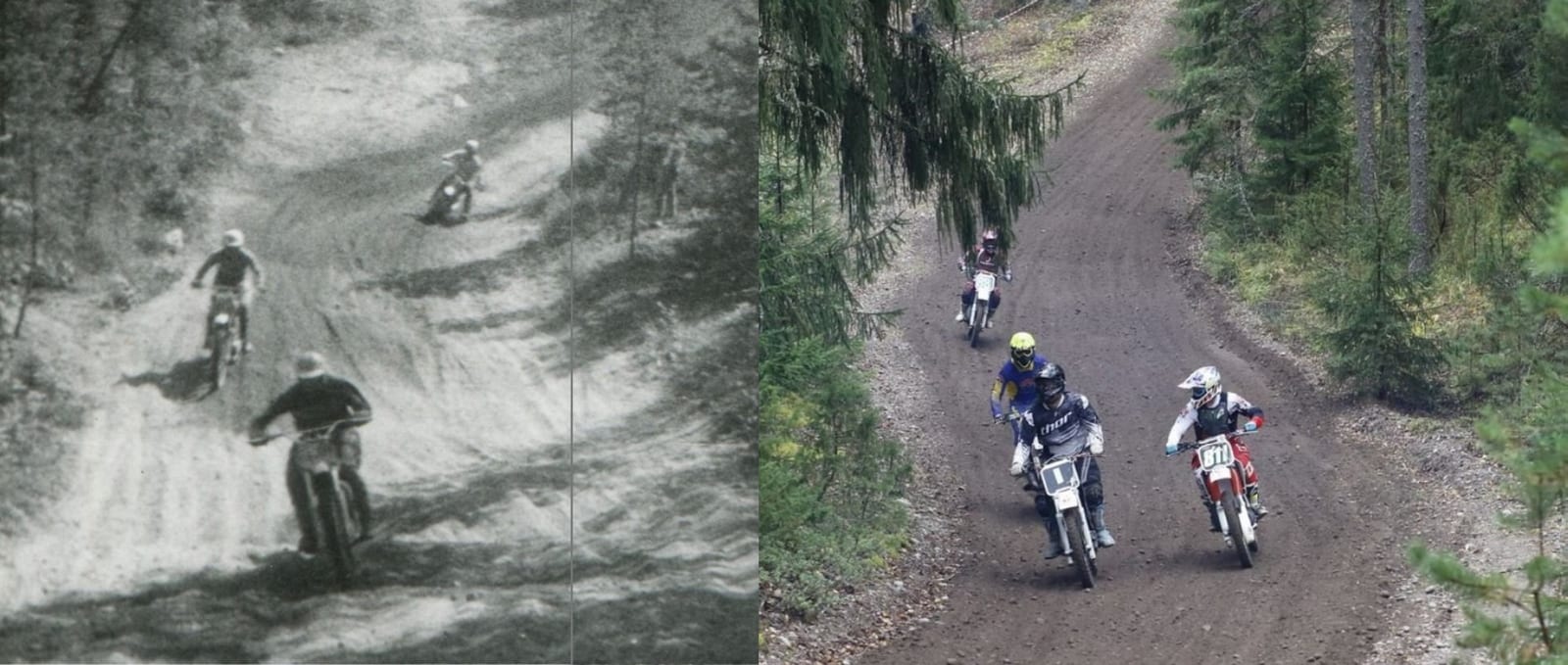 Traditions live on. On the left, race in action in 1969, and on the right in 2026